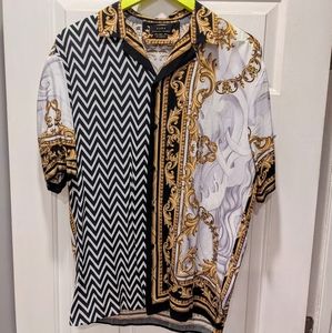 Men's short sleeve multi pattern button down